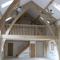 New build oak frame barn interior